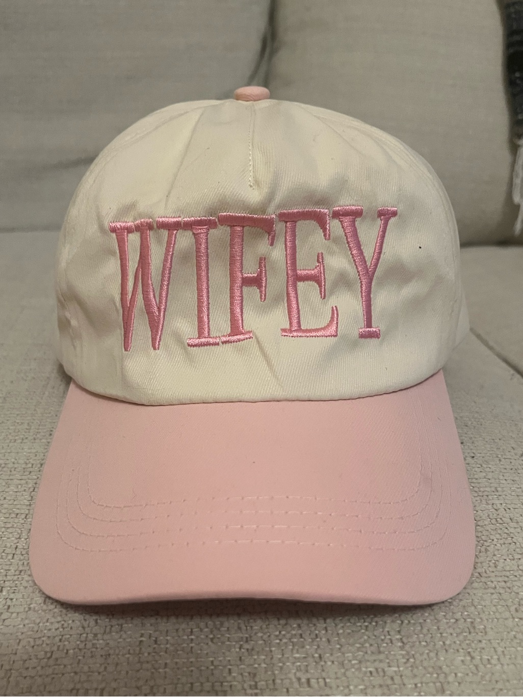 Wifey Pink And White Resizable Hat